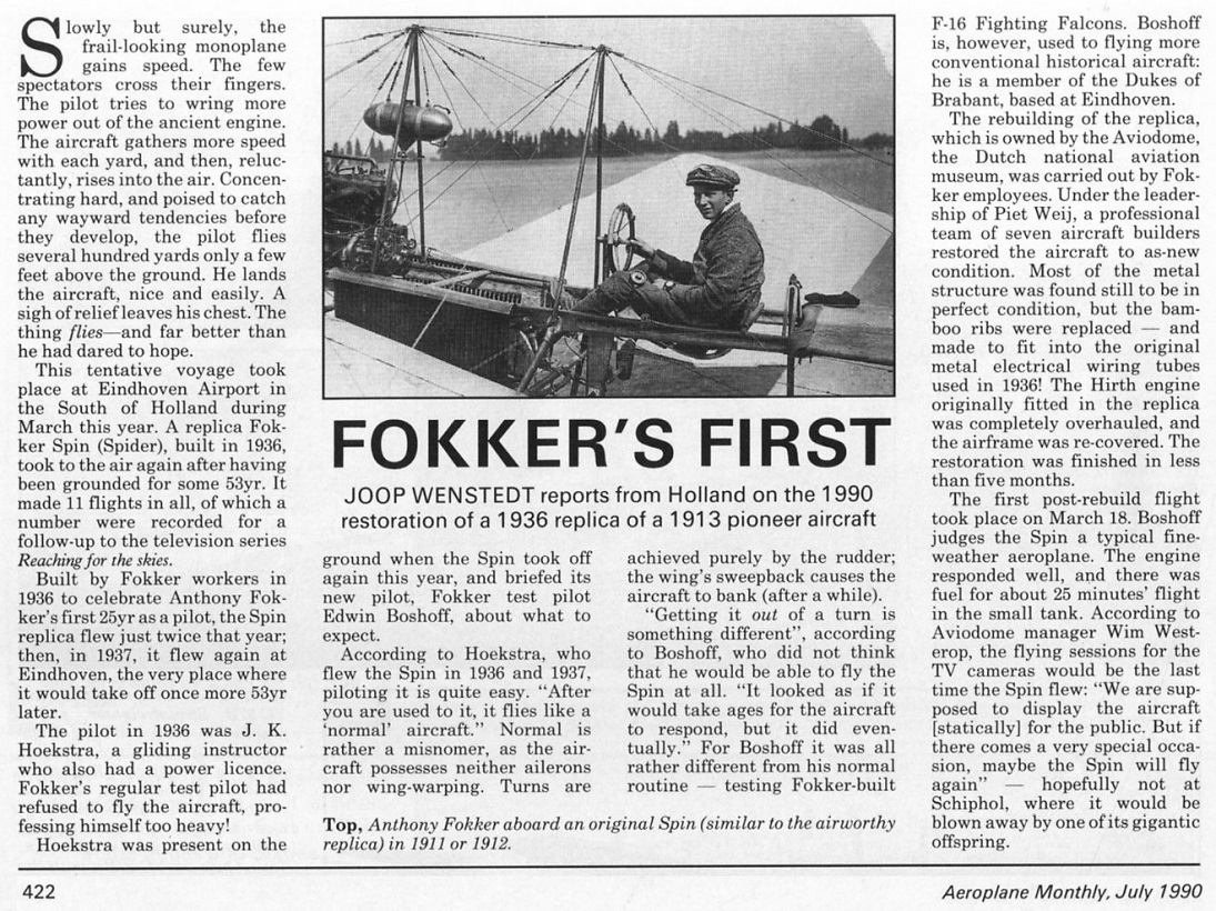 Naam: Fokker Spin (Aeroplane Monthly July 1990 p. 422).jpg
Bekeken: 492
Grootte: 448,3 KB