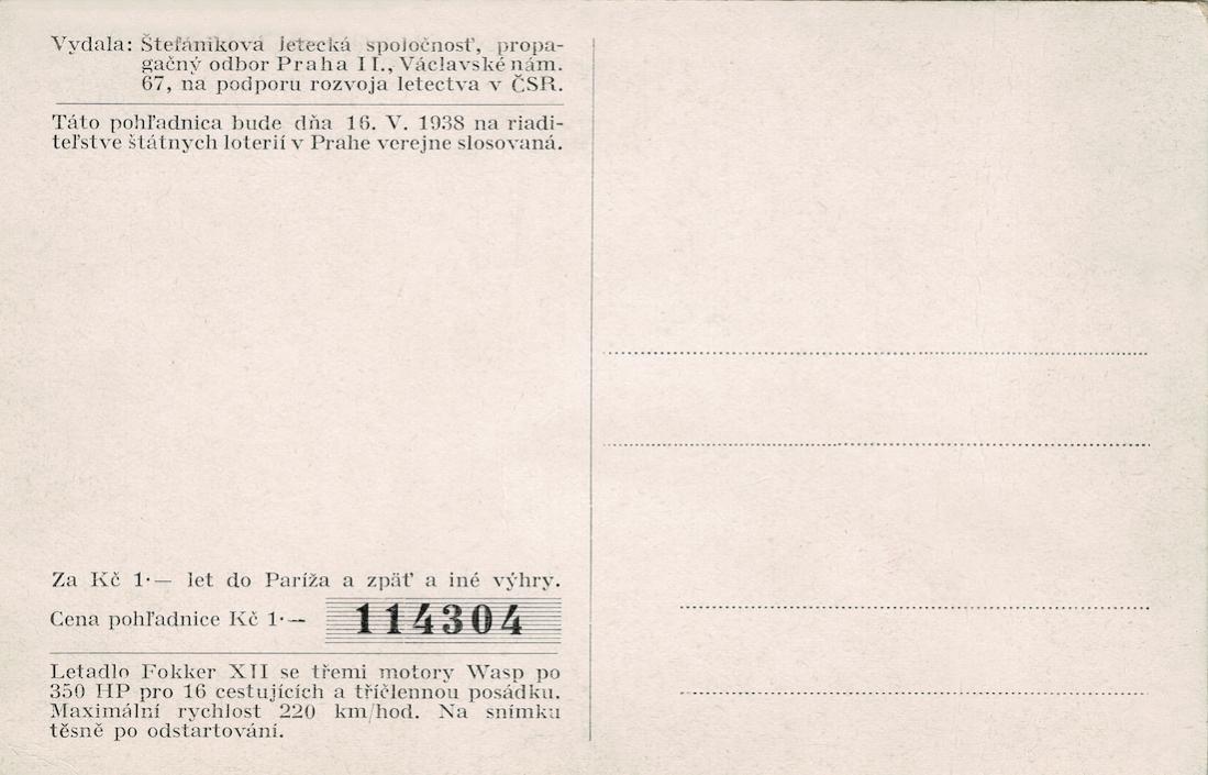 Naam: Kaart 825a. Fokker XII - Diese Lotteriepostkarte wurde 1938 in der Tschechoslowakei ausgestellt,.jpg
Bekeken: 647
Grootte: 88,0 KB